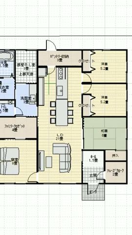 家族で住む平屋の間取り