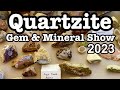 Quartzite 2023 Pow wow Gem & Mineral Show part1 Flint Knapping, Agate. & Dino Gem Bone