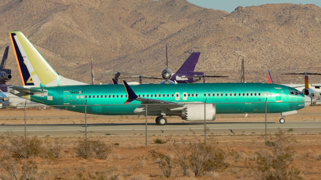 Boeing 737 MAX 8 Performs High-Speed Taxi Test After Landing at Victorville