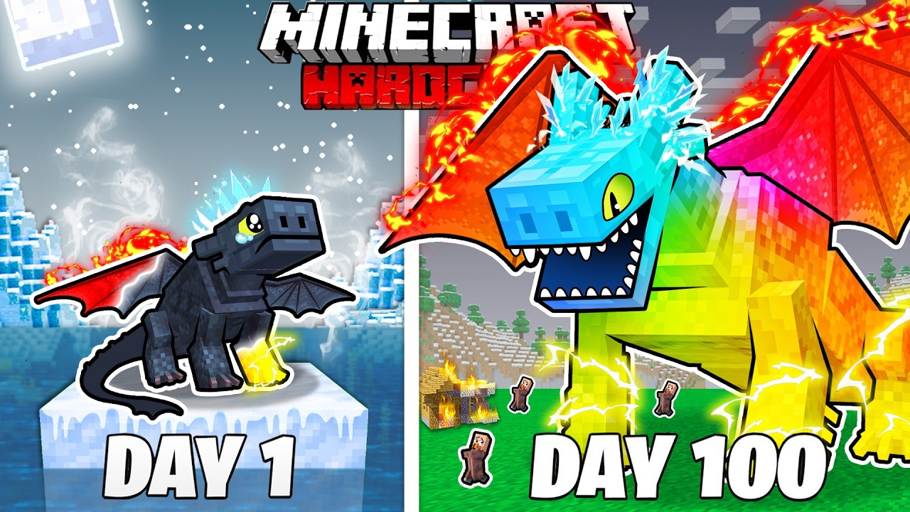 I Survived 100 Days as ELEMENTAL TOOTHLESS in HARDCORE Minecraft
