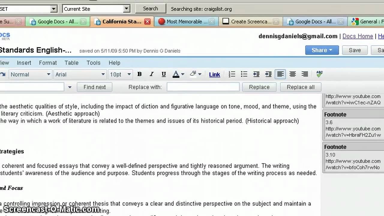 how to put footnotes in google docs