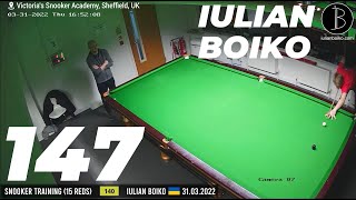 1️⃣4️⃣7️⃣ MAXIMUM | Iulian Boiko 147 | Snooker Training | 15 REDS 🔴 BREAK | 31.03.2022