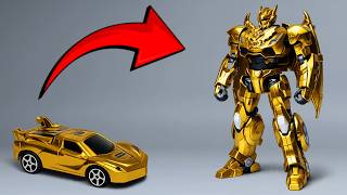 Toys Convert into Futuristic Robot Golden Car, Baseball, Lion, Camel, Train