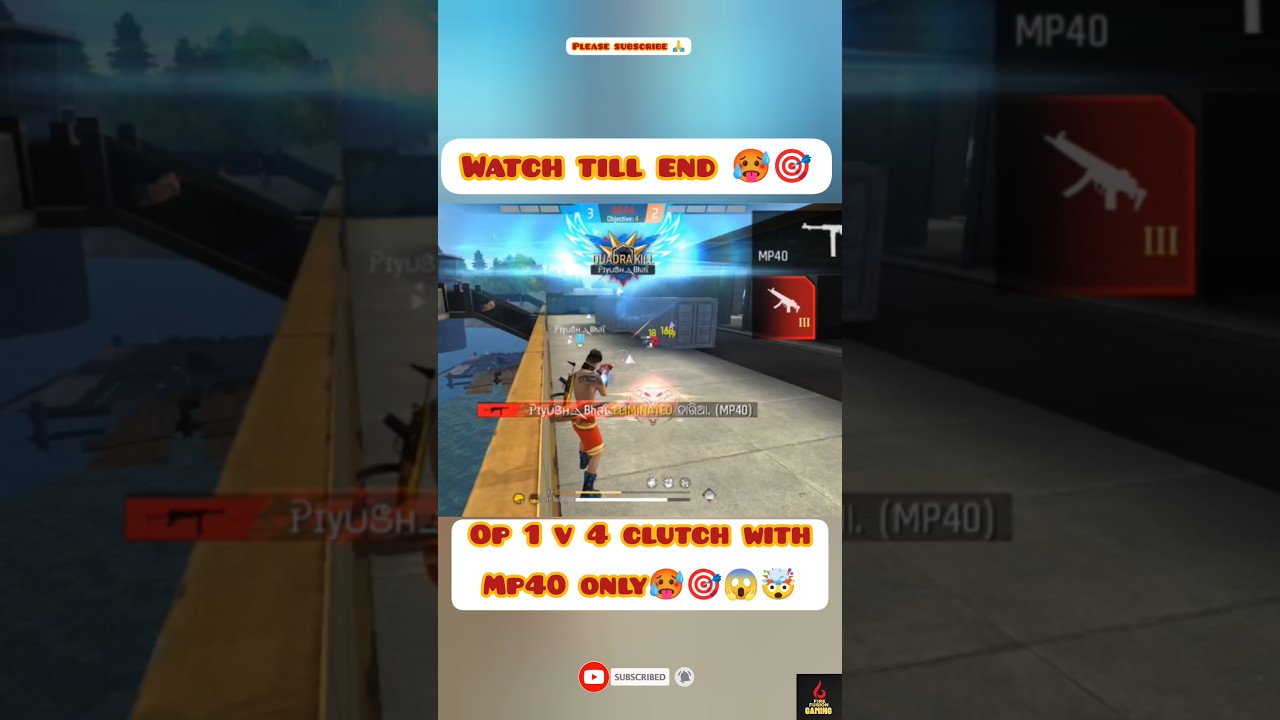OP 1 V 4 CLUTCH 😈😱🎯|ONLY MP 40 CHALLENGE 🥵|FREE FIRE MAX 🤩
