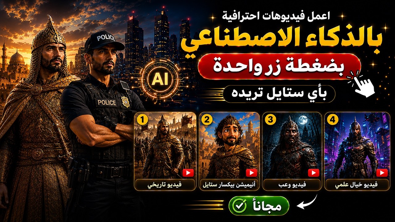 عمل فيديوهات بالذكاء الاصطناعي مجانا : أداة خارقة تصنع فيديو كامل بضغطة زر بدون مونتاج لكل المنصات!
