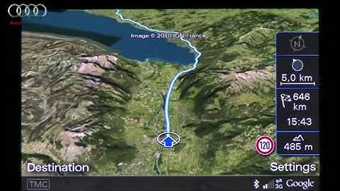 Audi A8 MMI Navigation with Google functionality, including Google Earth