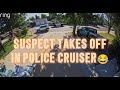 SUSPECT TAKES OFF IN POLICE CRUISER