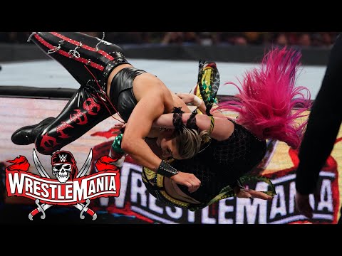 Asuka plants Rhea Ripley with DDT off the apron: WrestleMania 37 – Night 2 (WWE Network Exclusive)