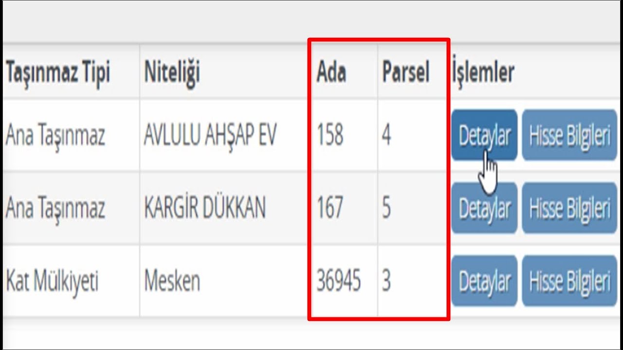 tapu kaydi sorgulama ada parsel sorgulama e devlet mal varligi sorgulama rehin serh irtifak youtube