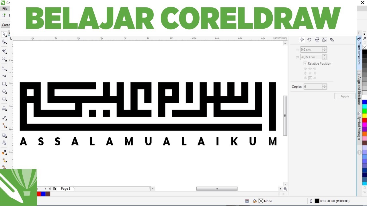 Membuat Kaligrafi Kufi Assalamualaikum Belajar Coreldraw 
