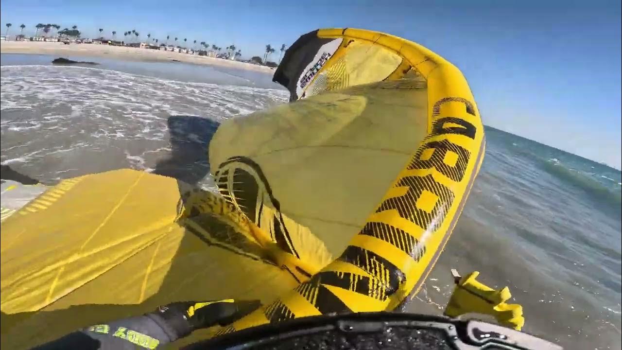 Kitesurfing Fail in Long Beach, Ca. Light Wind Surf Kite Crash YouTube