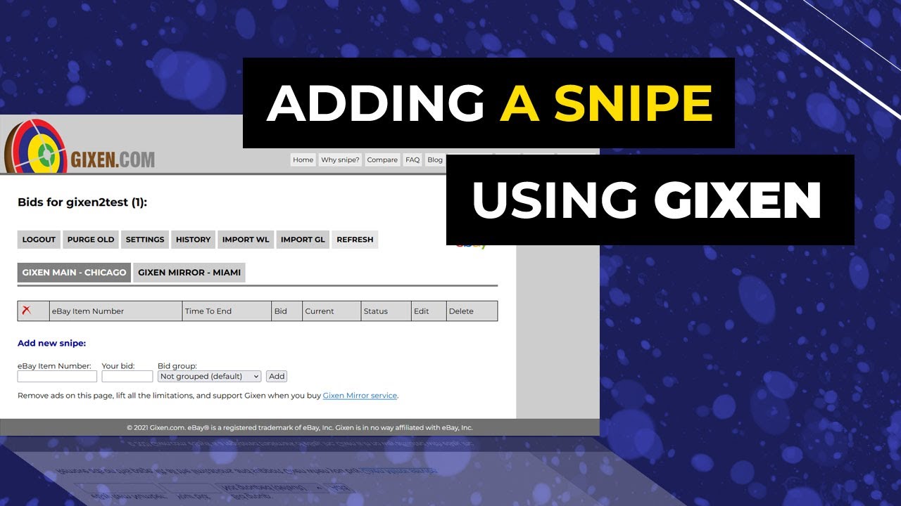 Adding a snipe using GIXEN - YouTube