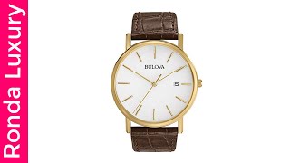 Bulova Men's 97B100 Gold-Tone Stainless Steel Watch With Brown Leather Band