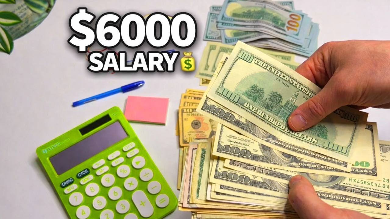 Counting My Monthly Salary 💵 $6000 Cash ASMR + Calculator