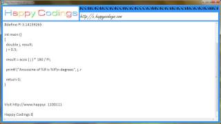 Calculate arccosine acos c code example