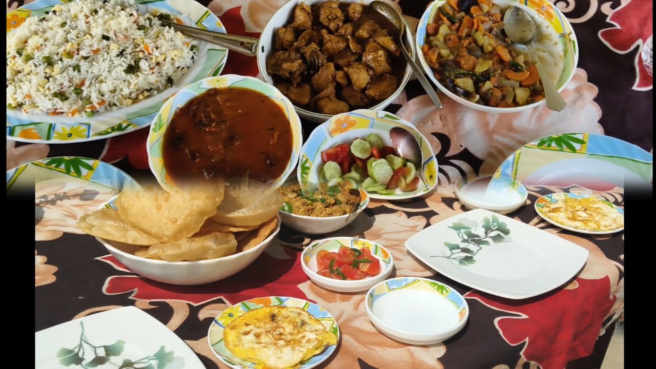 Crazy moments. A little day of happiness🥰. Cooking 'luchi', fried rice🍛and chicken curry for lunch🍲