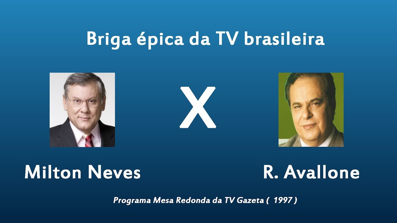 Épica ¨Briga¨ entre Milton Neves e Roberto Avallone ( 1997 ) | Mesa Redonda | TV Gazeta