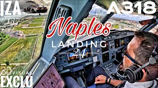 A318 NAP 🇮🇹 Naples | LANDING 24 | 3D Visual | Cockpit View 4K | ATC & Crew Comm