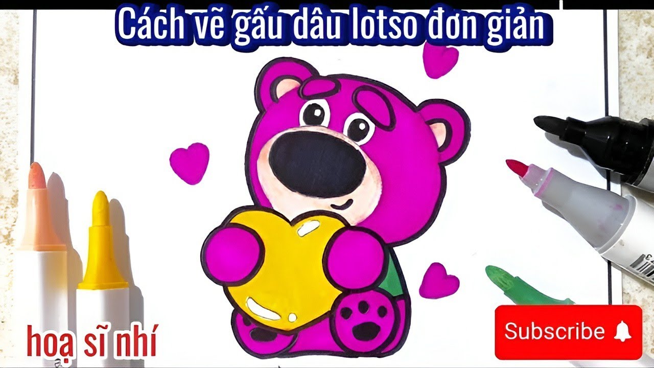 cách vẽ gấu dâu lotso đơn giản # lotso toy story Disney # how to draw ...