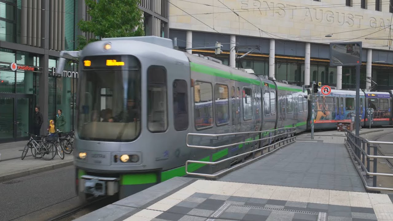 Germany, Hannover, Stadtbahn 10 ride from Hauptbahnhof/Rosenstraße to Hauptbahnhof