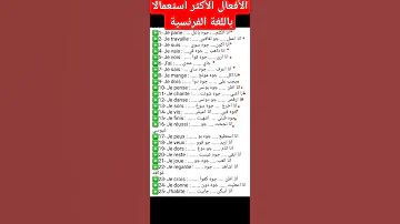 الأفعال الأكثر استعمالا باللغة الفرنسية بالفرنسية تعلم الفرنسية من الصفر 