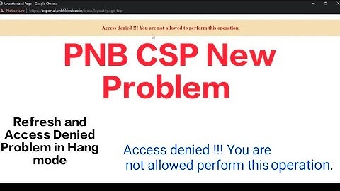 Pnb Kiosk | Access denied !!! you are not allowed perform this operation. | Pnb Csp |#youtube #pnb