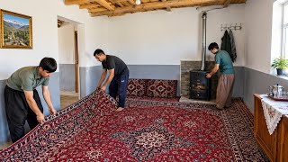 🏡 Carpeting Abu's room and cleaning the farm barn with the cooperation and empathy of the family ❤️🧹