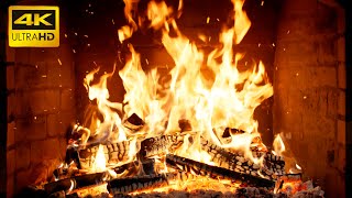🔥 Open haard in knusse hut, gloeiende kolen en zacht geknetter voor rust (Fireplace 4K)