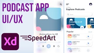 Design Podcast App UI | UI Speed Art Tutorial | Adobe XD | Speedrun | 2020 | UI/UX design screenshot 4