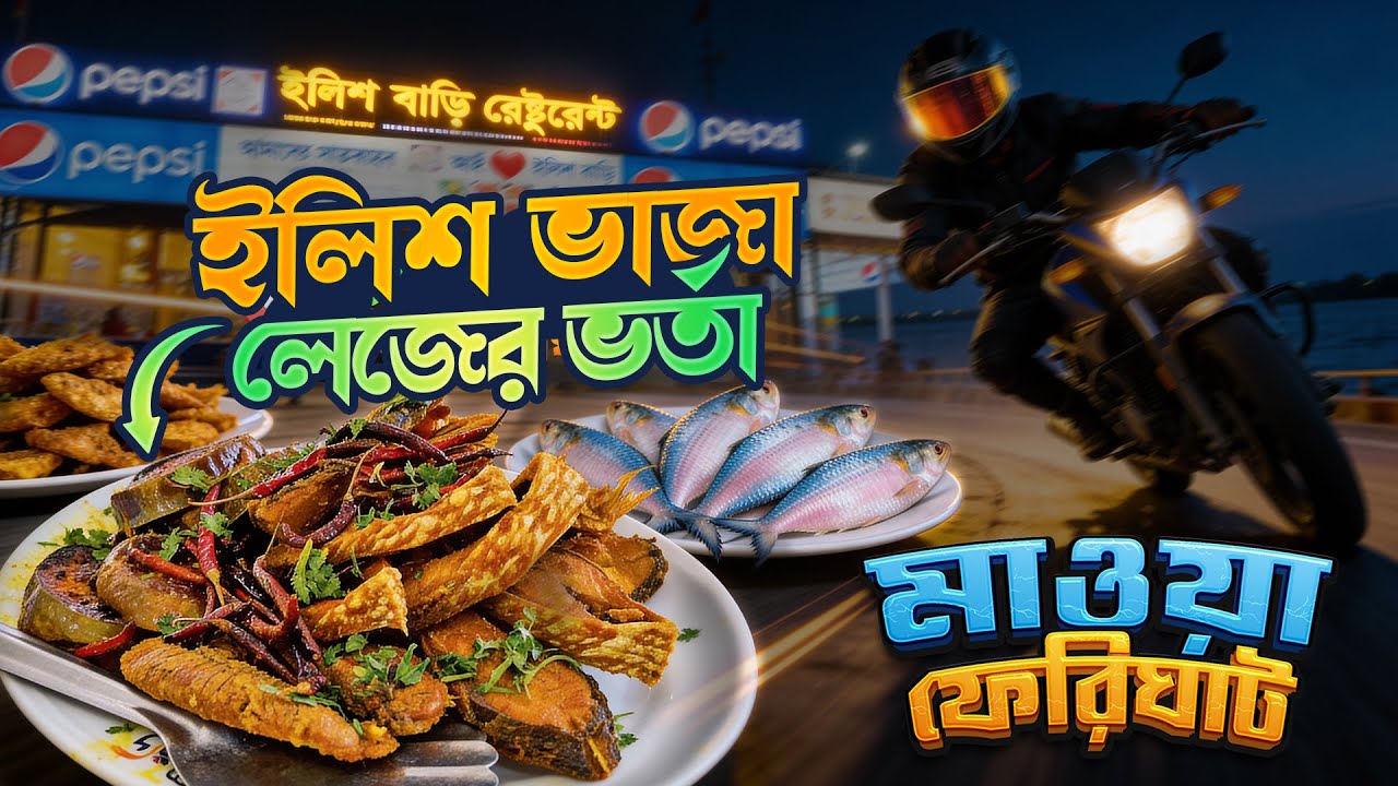 🔥Viral Hilsha Fish Fry | ইলিশের লেজের ভর্তা | Dhaka to Maowa Night Ride 🌙