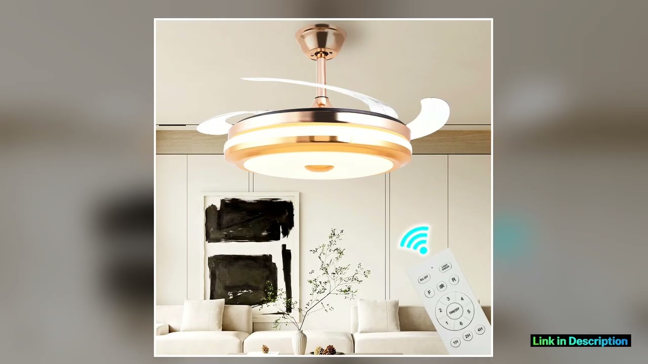 42 Inches Bladeless Ceiling Fans with LED Light Modern Ceiling Fan Stepless Color Changing