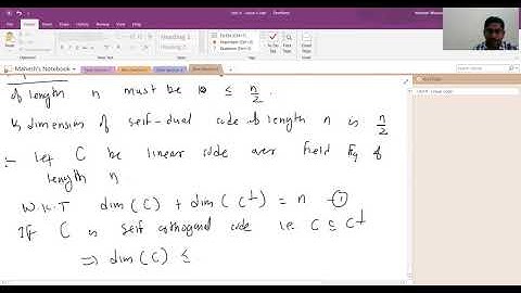Self-orthogonal Code| Self dual Code | Hamming Weight