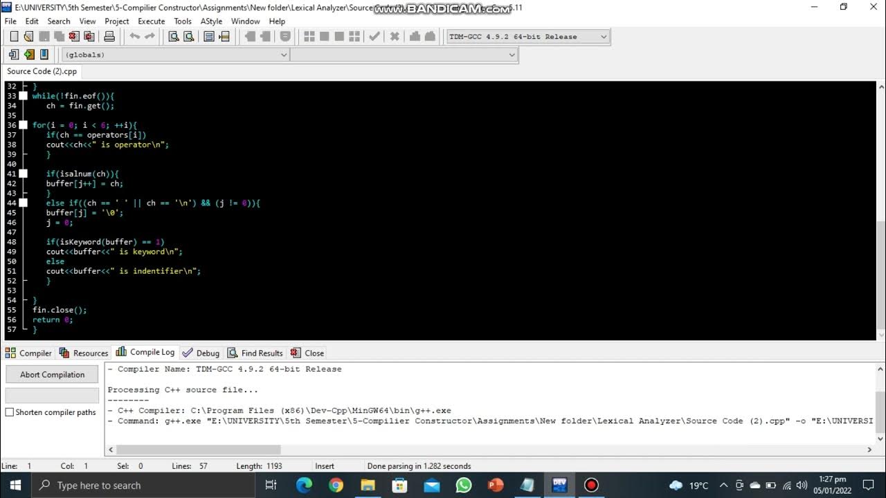 Lexical Analyzer Code of C++ - YouTube