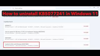 How to uninstall KB5077241 in Windows 11 25H2 or 24H2