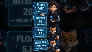 Python Data Types Explained 🐍 | String, Integer, Float & Boolean #Shorts #techvion #ai