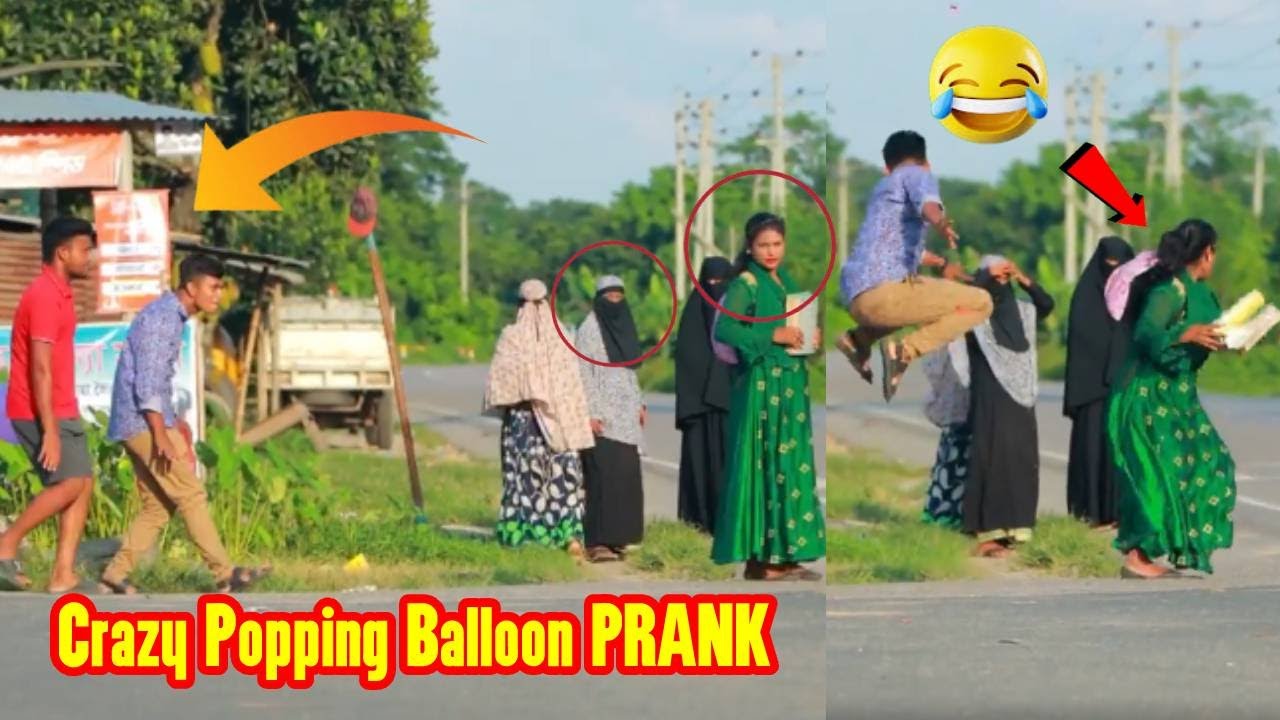 Balloon Popping Prank on Cute Girls😂   Crazy Popping Balloon Blast PRANK 