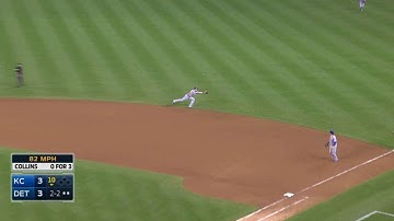 KC@DET: Zobrist makes a diving catch to end the 10th