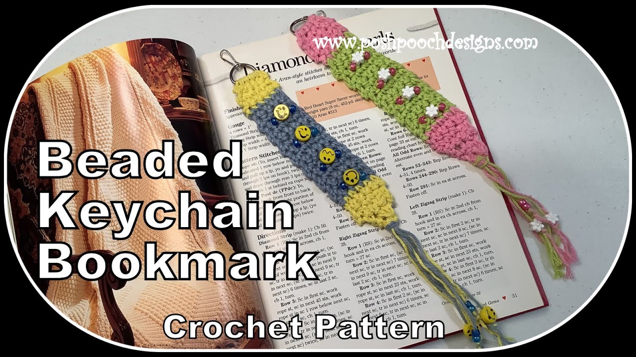 How To Make A Beaded Keychain Bookmark Crochet Pattern #crochet #crochetvideo
