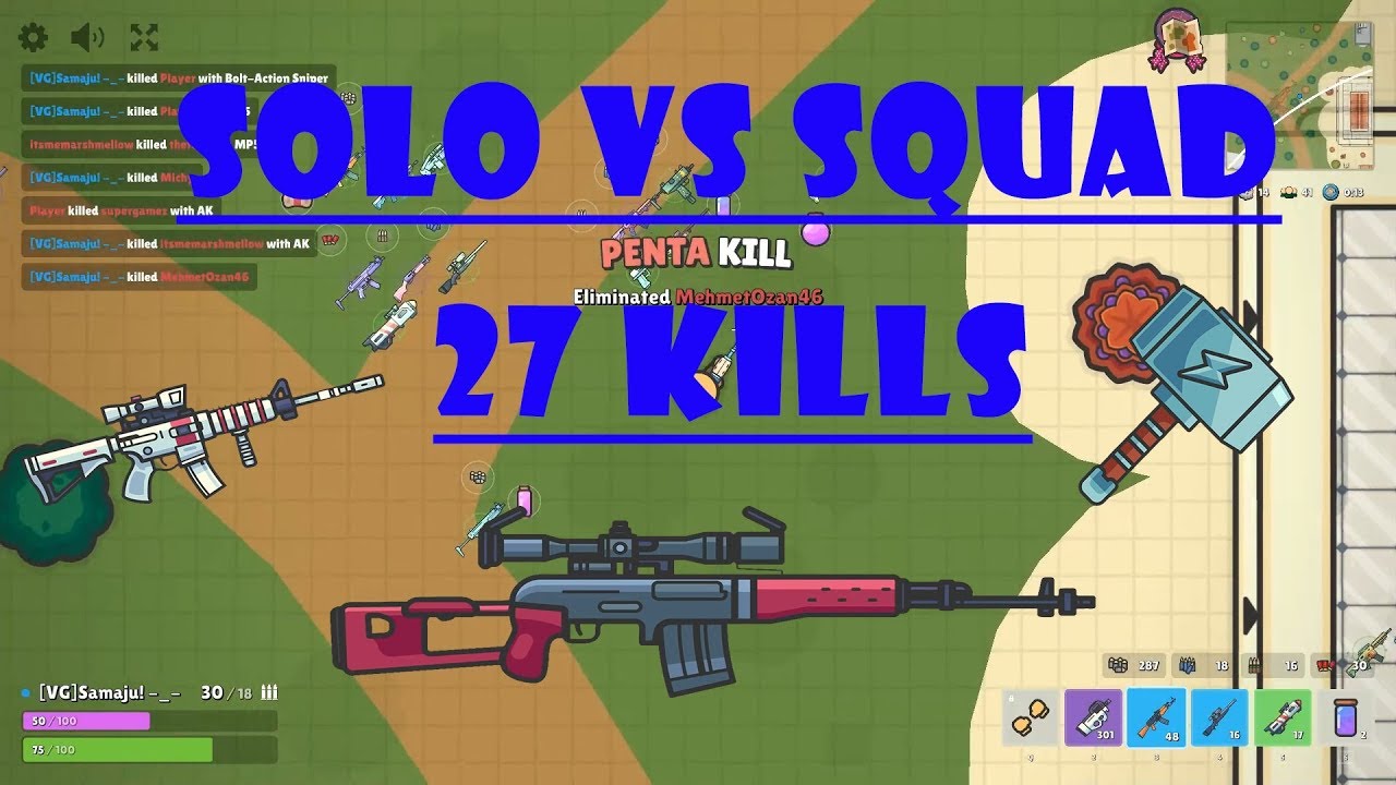 Zombs Royale | Intense Solo VS Squad 27 Kills