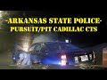 Cadillac CTS takes Arkansas State Police on High Speed Pursuit - Driver gives up after PIT Maneuver