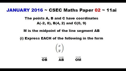 Paper2-CSEC-MATHS#96 ~ Column Vectors, Vector Addition ~ January 2016 Number 11ai