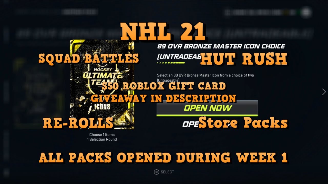 Nhl 21 All Packs Opened During Week 1 Including 89 Master Icon And Roblox Gift Card Giveaway In Desc Youtube - opened gift roblox