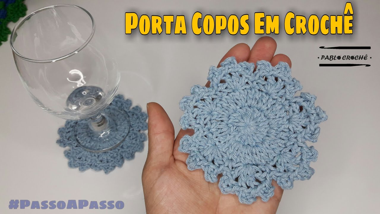 Porta Copos Em Crochê 💙 #PassoAPasso