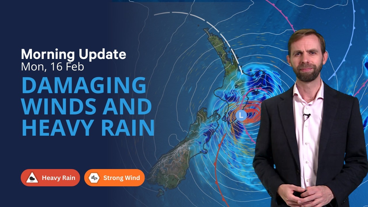 Сильный ветер и проливные дожди — прогноз погоды в Новой Зеландии — понедельник, 16 февраля.