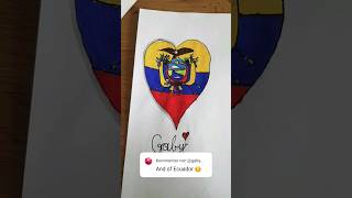 drawing the heart of Ecuador 🇪🇨❤️ #drawing #draw #art #artwork #ecuador #flagdrawing #flag #fyp