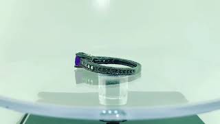 Amethyst Engagement Ring Unique Handmade Vintage Style Black Gold