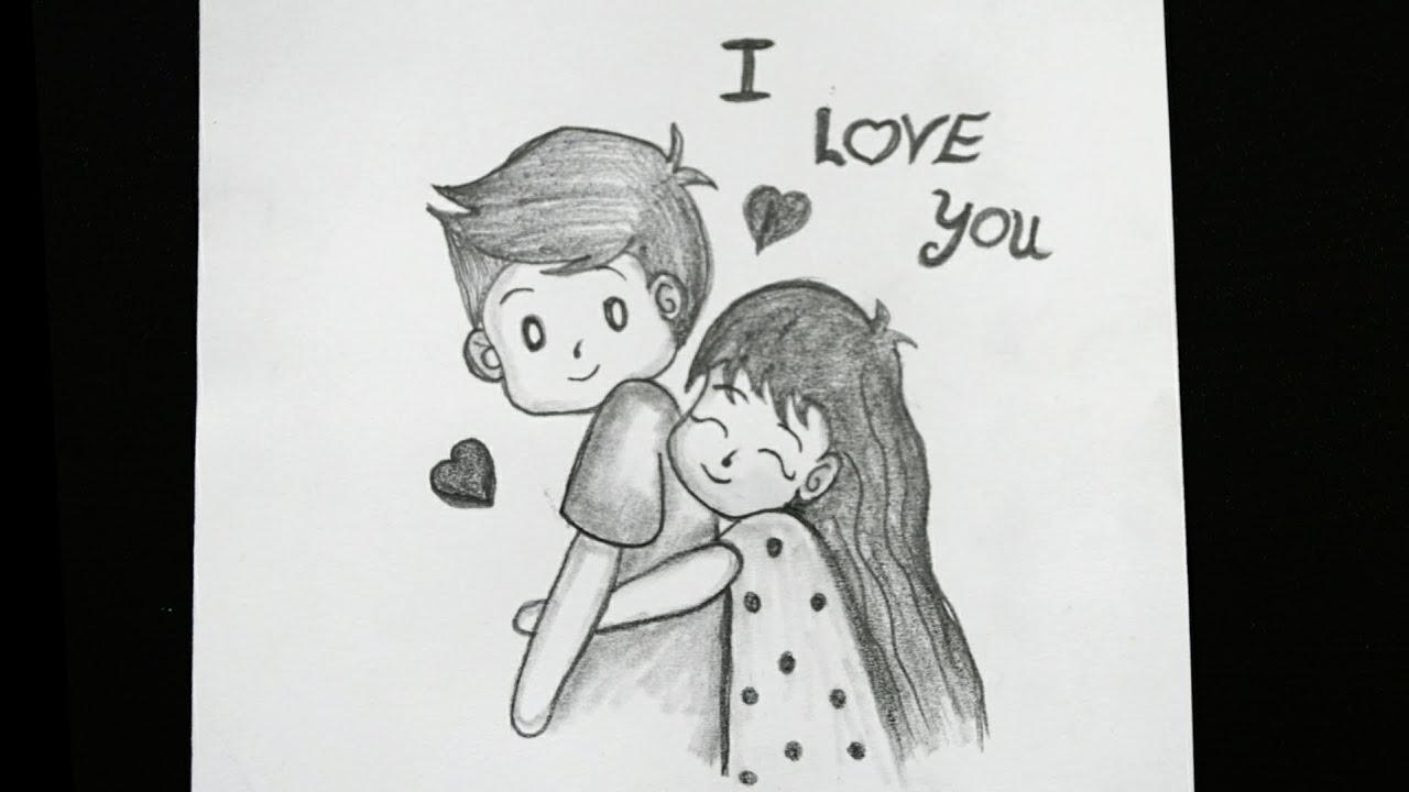 Couple Drawing Easy, How to Draw Romantic Couple Very Easy