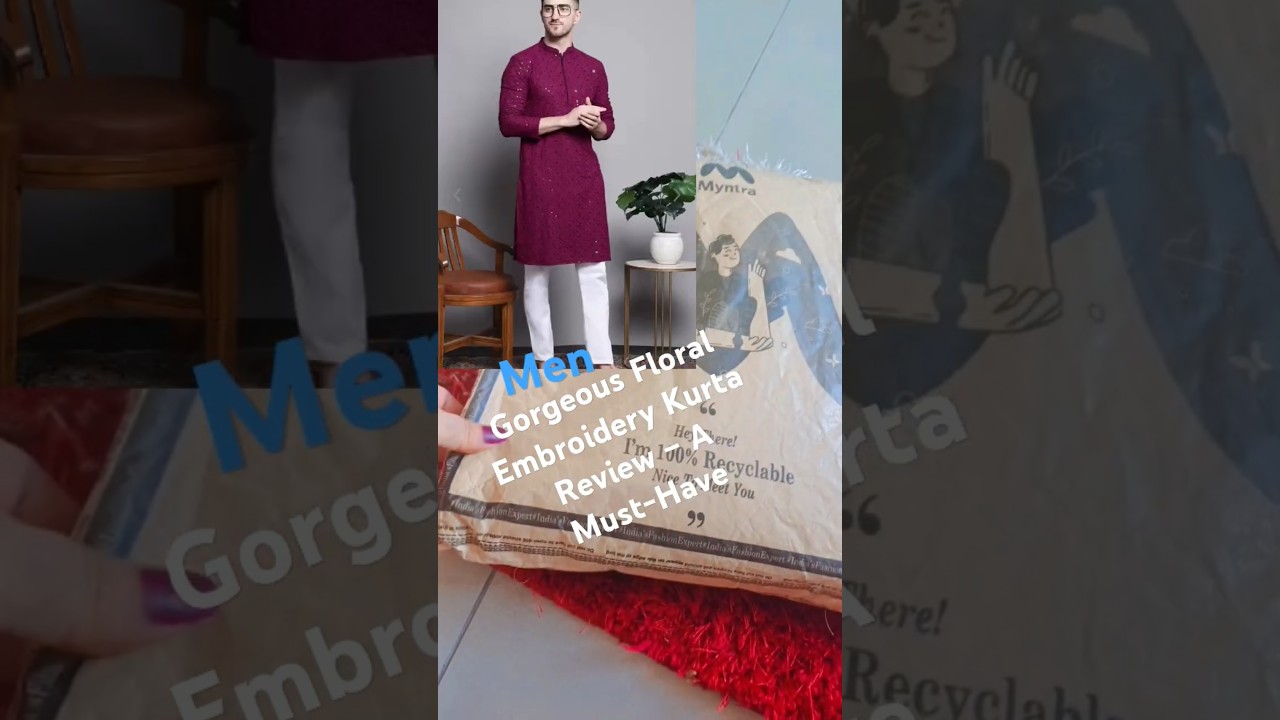Myntra Floral Embroidered Thread Work Sequinned Pure Cotton Kurta men||