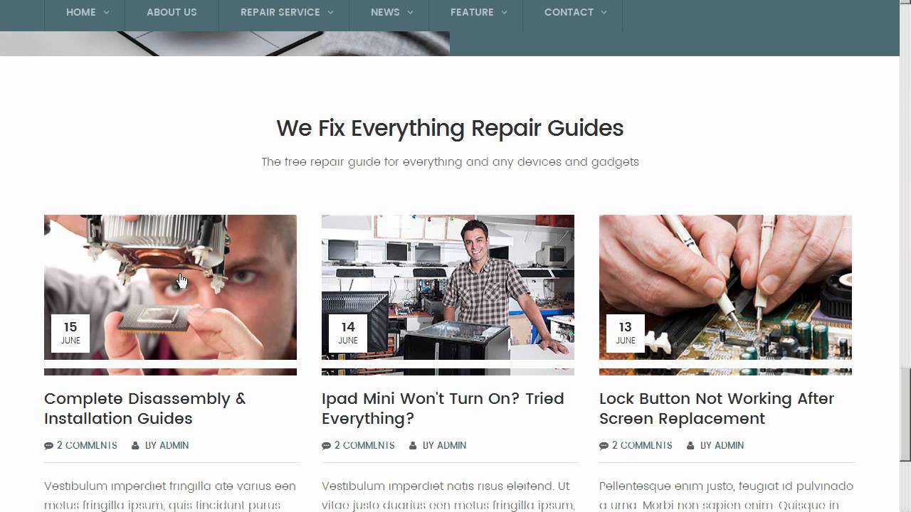 Phone, Computer Repair Shop Website Template | Fixit - Site Templates ...