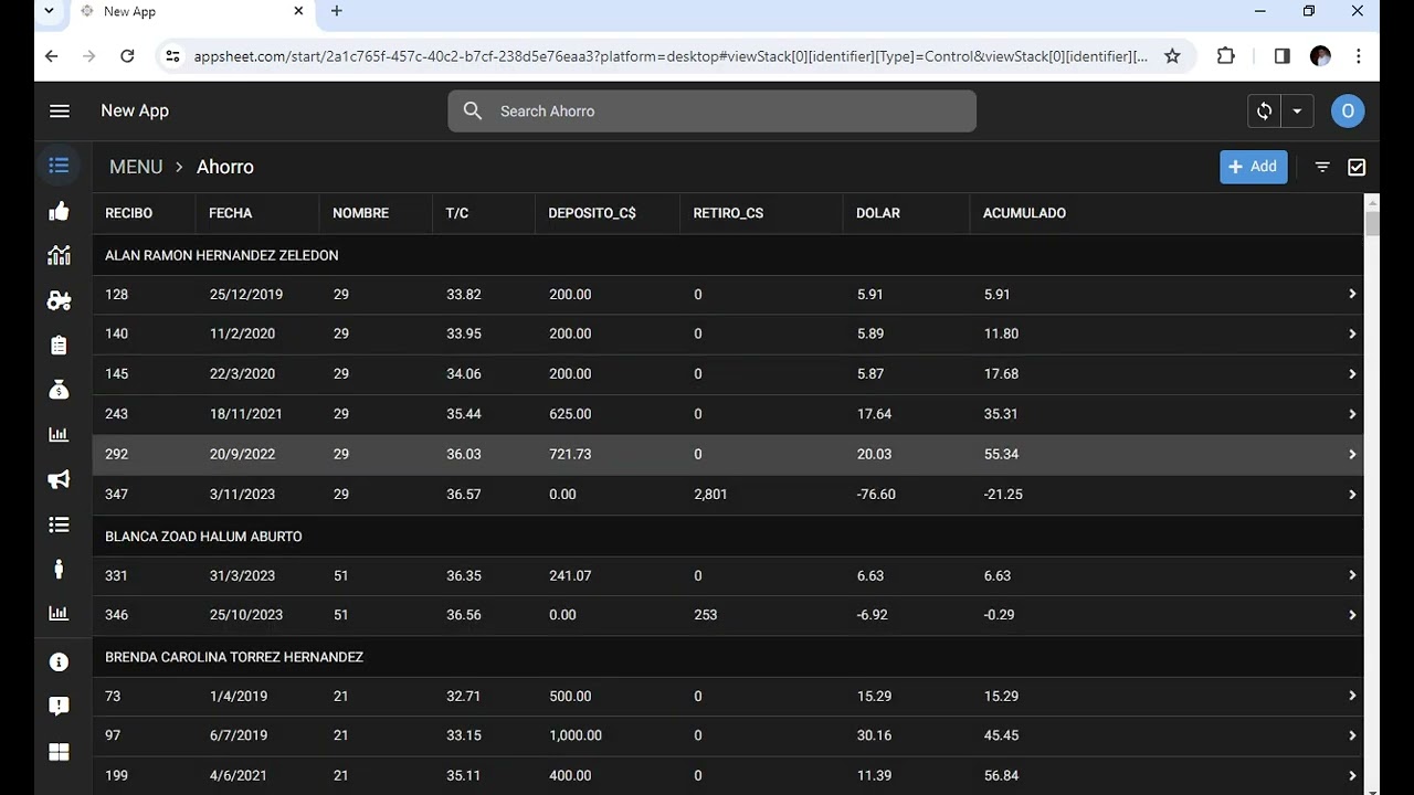 Programa ahorro y credito (access, excel, appsheet)